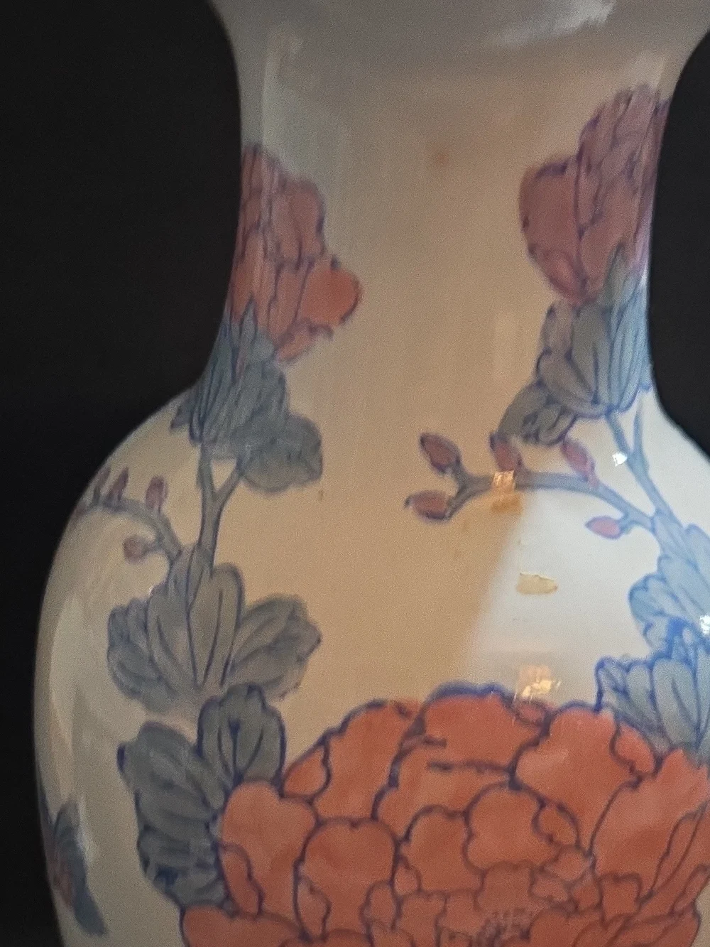Porcelain Floral Vase in Pink and Blue - Decorative Home Accent